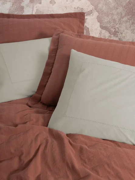Cotton Box  Çift Kişilik Yatak Örtülü Pike Takımı Natura Vilo Kiremit - 3
