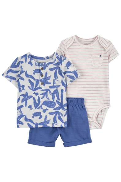 Carters Layette Renkli Erkek Bebek 3Lü Set 1Q476410R