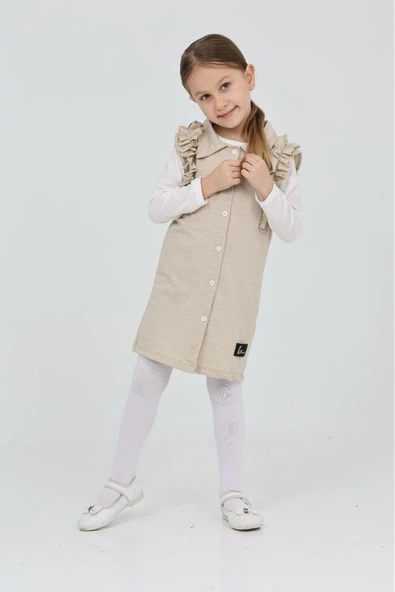 Kız Çocuk Omuz Fırfırlı 2'li Elbise (Elbise+Bady Bluz)12181 - 3