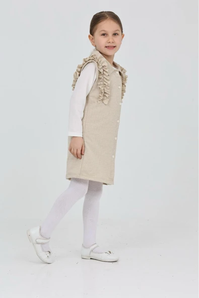 Kız Çocuk Omuz Fırfırlı 2'li Elbise (Elbise+Bady Bluz)12181 - 5