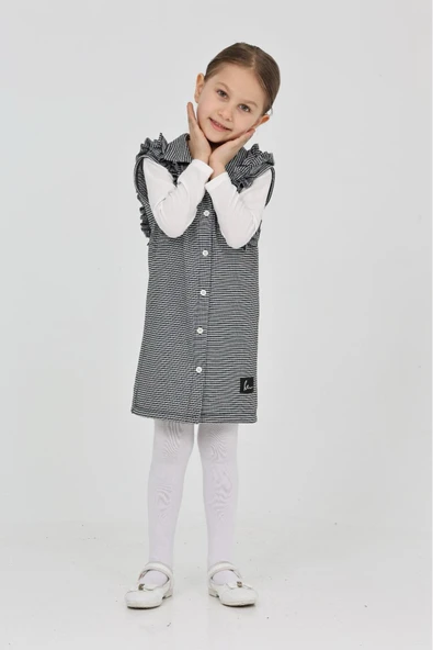 Kız Çocuk Omuz Fırfırlı 2'li Elbise (Elbise+Bady Bluz)12181 - 4