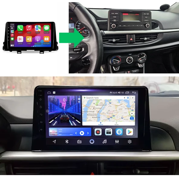 Kia Picanto - Araç Multimedya Ekran - 6GB 128GB - S - Piano Black - 2017 - 2023 - 9 Inch - UPG - MYWAY - 4