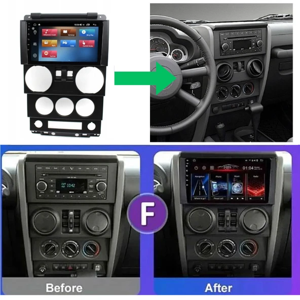 Jeep Wrangler - Araç Multimedya Ekran - 6GB 128GB - S - Black - 2007 - 2010 - 9 Inch - UPG - MYWAY - 5
