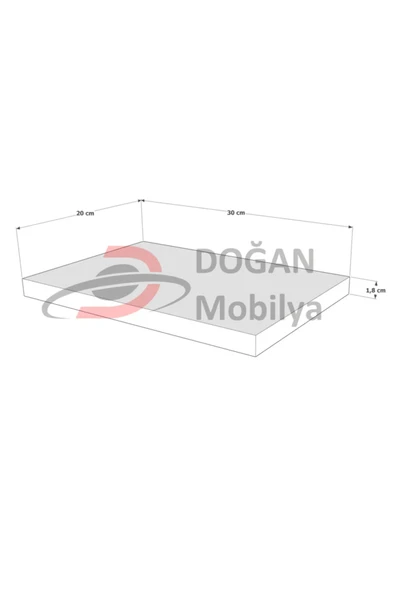 Duvar Rafı Parlak Beyaz Uçan Raf Mdf Gizli Bağlantılı ( 30 X 20 Cm) 18mm Kalınlıkda - 2