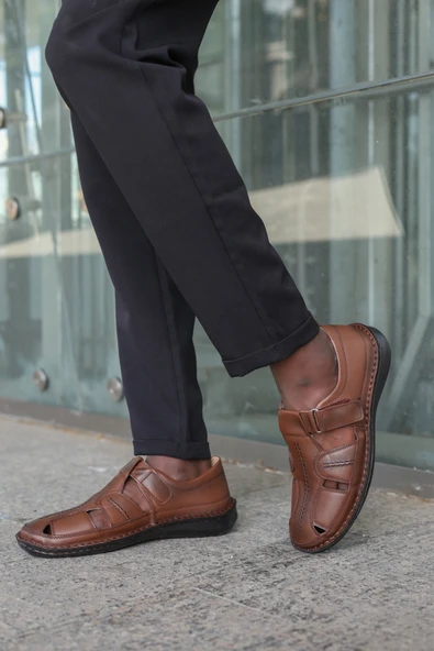 Hakiki Deri  Erkek Klasik Sandalet 662MA119B - 6