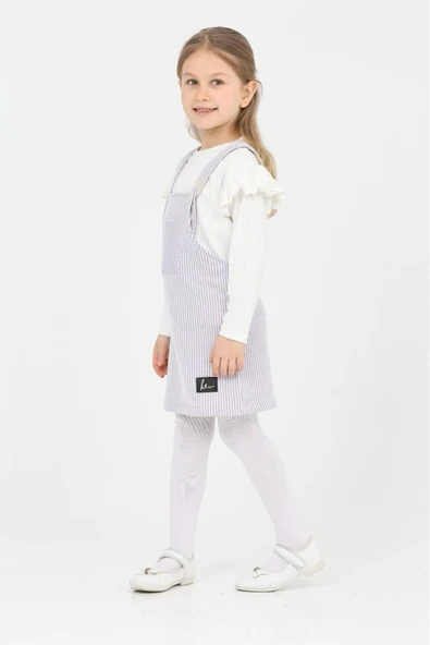 Kız Çocuk Salopet 2'li Elbise (Salopet Elbise+Bady Bluz)12182 - 5