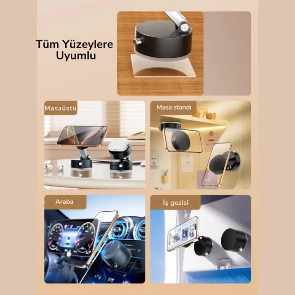 Polham Süper Vantuzlu Tüm Yüzeylere Uyumlu Telefon Tutucu, Araç İçi, Masaüstü, Dolap, Ayna İçin Telefon Tutucu - 2