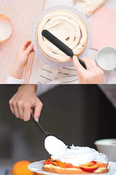 6lı Takım Yanmaz Yapışmaz Mutfak Pasta Slikon Yumurta Fırçası Kaşık Bıçak Spatula Seti - 4