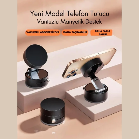 Polham Süper Vantuzlu Tüm Yüzeylere Uyumlu Telefon Tutucu, Araç İçi, Masaüstü, Dolap, Ayna İçin Telefon Tutucu - 5