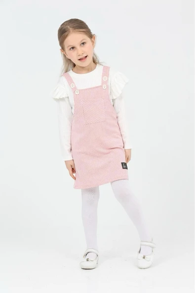 Kız Çocuk Salopet 2'li Elbise (Salopet Elbise+Bady Bluz)12182 - 3