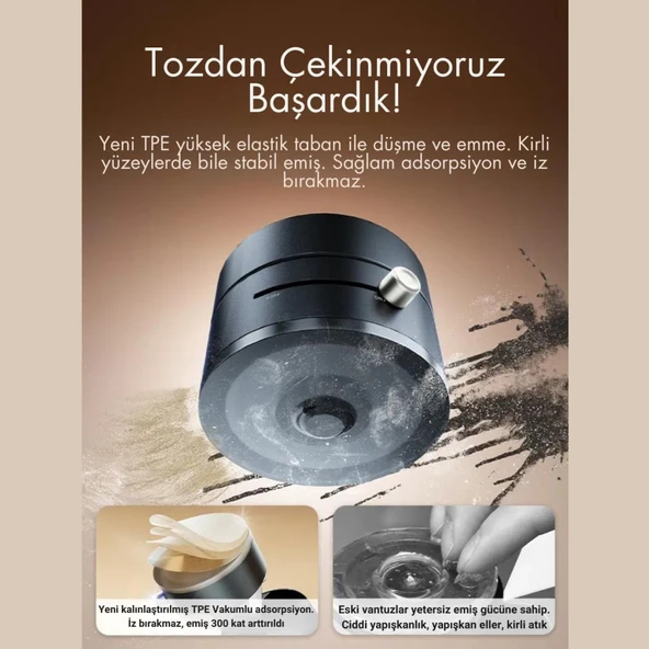 Polham Süper Vantuzlu Tüm Yüzeylere Uyumlu Telefon Tutucu, Araç İçi, Masaüstü, Dolap, Ayna İçin Telefon Tutucu - 4