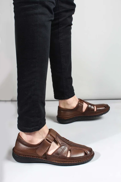 Hakiki Deri  Erkek Klasik Sandalet 662MA119B - 6