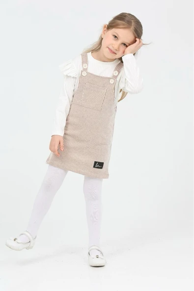 Kız Çocuk Salopet 2'li Elbise (Salopet Elbise+Bady Bluz)12182 - 2