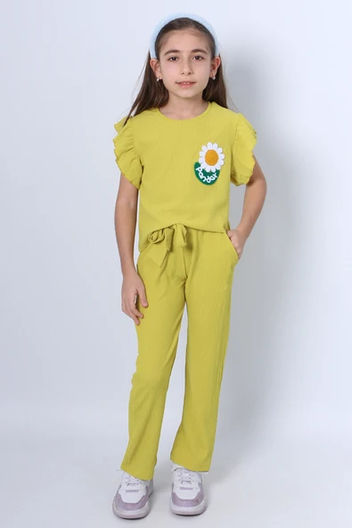 KIZ ÇOCUK İKİLİ TAKIM FIRFIRLI PAPATYA NAKIŞLI F21 - Resim 10