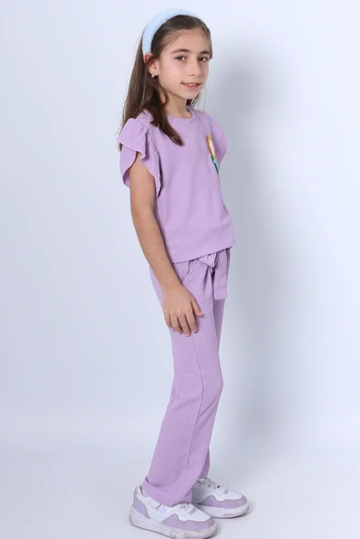 KIZ ÇOCUK İKİLİ TAKIM FIRFIRLI PAPATYA NAKIŞLI F21 - Resim 7