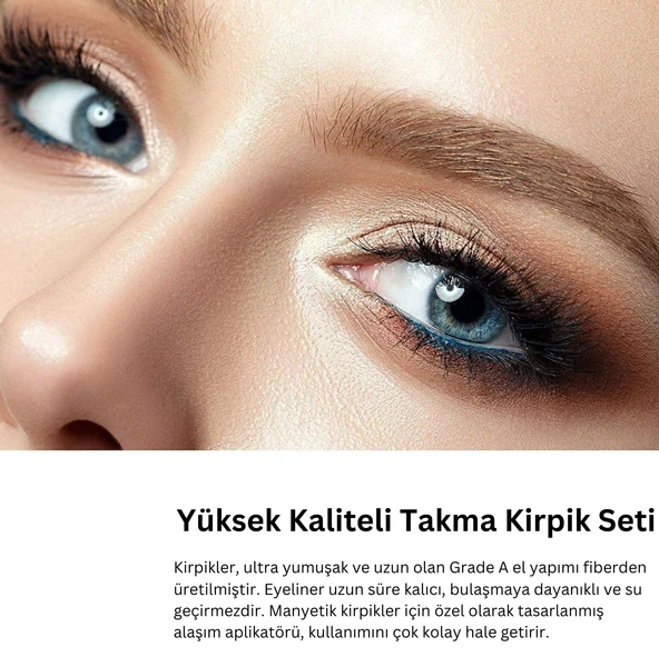Reazeal Manyetik Kirpikler Ve Manyetik Eyeliner Seti, Doğal Takma Kirpik,uzun Kirpik. Şeffaf Paket - 4