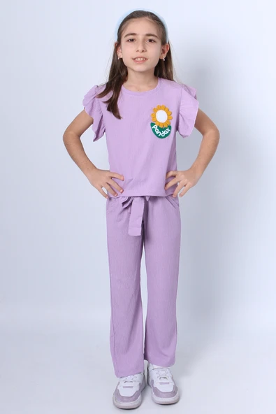 KIZ ÇOCUK İKİLİ TAKIM FIRFIRLI PAPATYA NAKIŞLI F21 - Resim 6