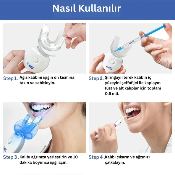 Luelli 35% Karbamid Peroksit Diş Beyazlatma Kiti, Uv Led Işık, Diş Beyazlatıcı Jel, Diş Lekesi Giderici - 4
