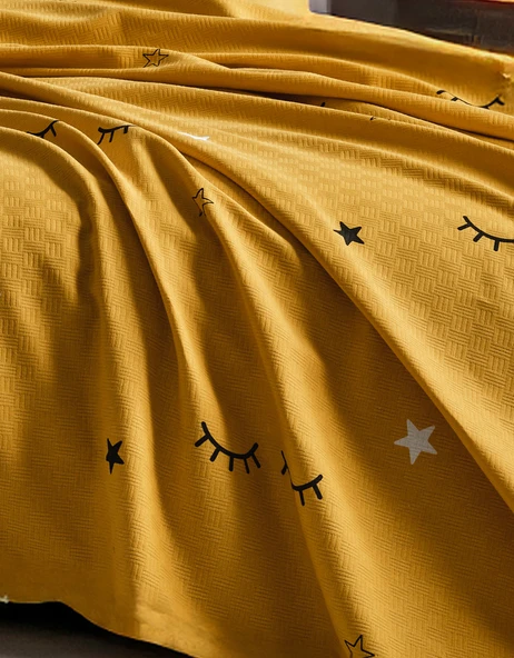 Pike Seti Baskılı Çift Kişilik Dide Sarı - Resim 2