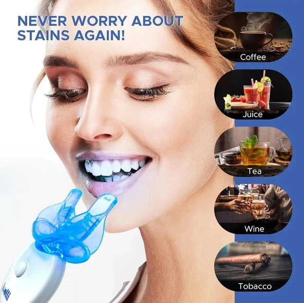 Luelli 35% Karbamid Peroksit Diş Beyazlatma Kiti, Uv Led Işık, Diş Beyazlatıcı Jel, Diş Lekesi Giderici - 5