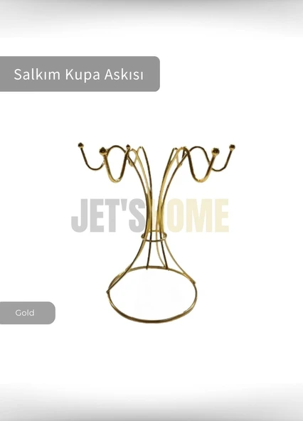 Fincan ve Kupa Askısı Paslanmaz Tezgah Üstü Bardak Düzenleyici Askılığı Çelik Gold - 2