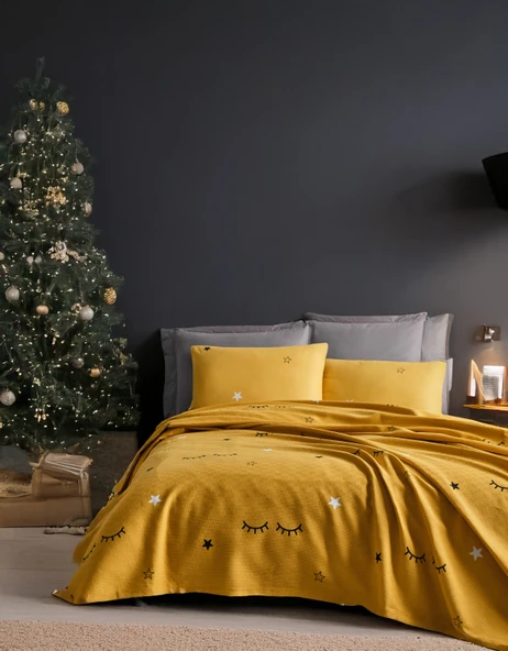 Pike Seti Baskılı Çift Kişilik Dide Sarı ürün görseli 1