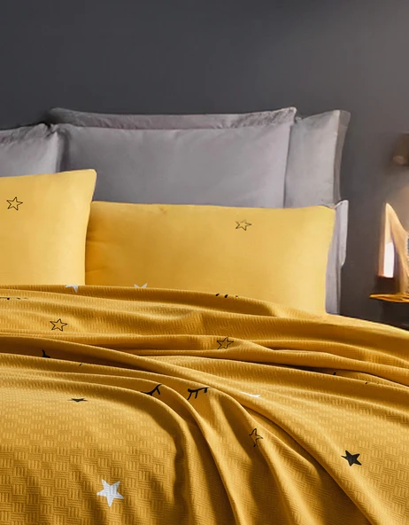 Pike Seti Baskılı Çift Kişilik Dide Sarı - Resim 3