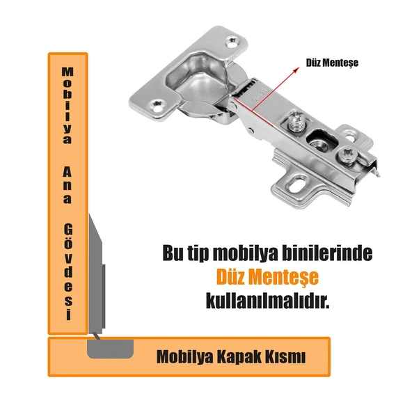 Dolap Kapak Menteşesi Düz Tas Mobilya Mentese 2 ADET - 2