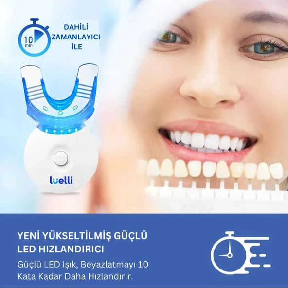 Luelli 35% Karbamid Peroksit Diş Beyazlatma Kiti, Uv Led Işık, Diş Beyazlatıcı Jel, Diş Lekesi Giderici - 3