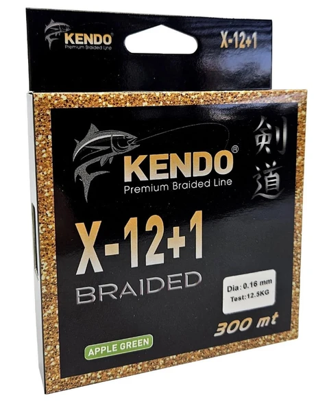 Kendo X-12+1 Braided 300m Apple Green Örgü İp 0,20mm - 2