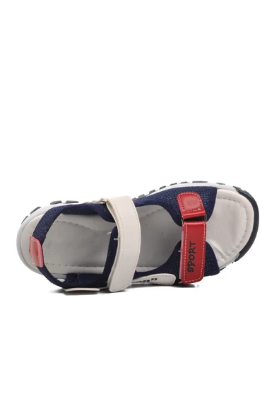 Ayakmod Lacivert Beyaz Ortopedik Erkek Çocuk Sandalet 24-410 F - 4