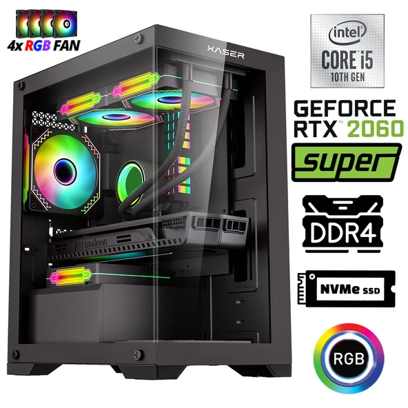 Xaser Xsr1083 i5 10400F 32GB Ram 1TB M.2 NVMe SSD 8GB RTX2060 SUPER  23.8" 180Hz Oyuncu Bilgisayarı - Resim 2