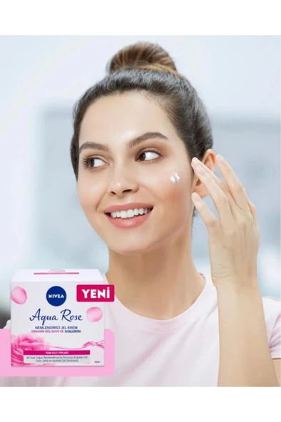 NIVEA Aqua Rose Organik Gül Suyu Nemlendirici Jel Krem 50ml, 48 Saat Yoğun Nemlendirici, Aydınlık Cilt - Resim 2