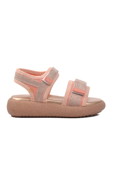 Ayakmod Pudra Simli  Kız Çocuk Düz Sandalet 24-402 F