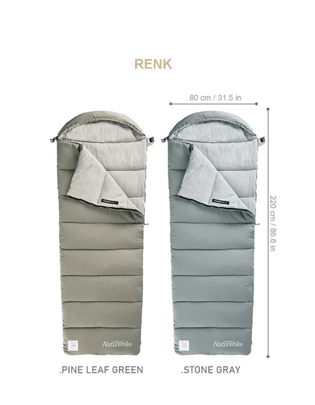 Naturehike M300 Pongee Pamuklu Uyku Tulumu -13°C  GRİ Right