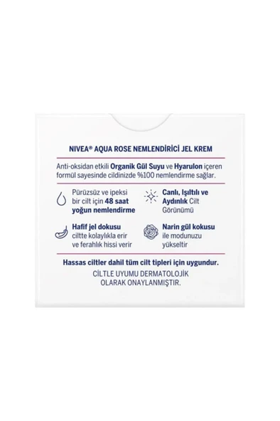 NIVEA Aqua Rose Organik Gül Suyu Nemlendirici Jel Krem 50ml, 48 Saat Yoğun Nemlendirici, Aydınlık Cilt - Resim 4