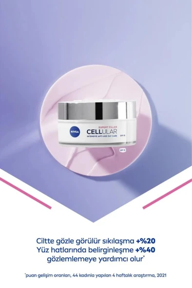 NIVEA Cellular Expert Filler Yoğun Yaşlanma Karşıtı Gündüz Bakım Yüz Kremi 50ml, Spf15, Hyaluronik Asit - Resim 3