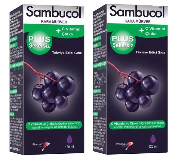 Sambucol Plus Şekersiz Şurup 120 ml 2 Adet ürün görseli 1