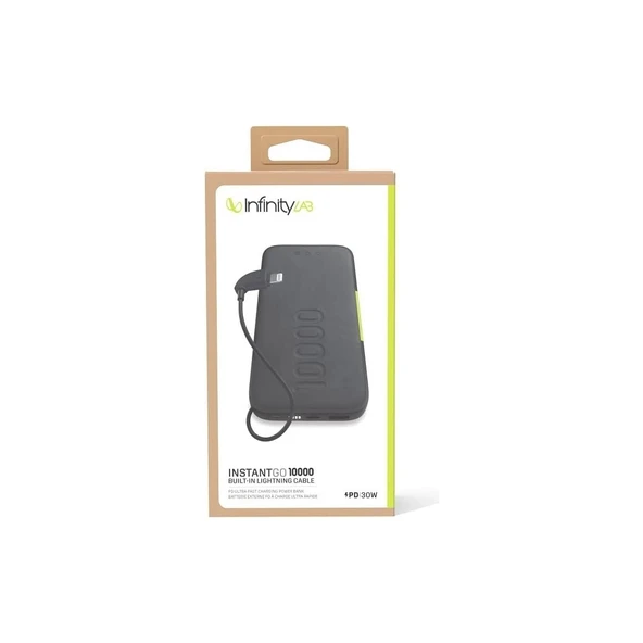 Infinity Lab Instantgo 10.000 Mah Lightning (Iphone) Kablolu Siyah Powerbank - 5