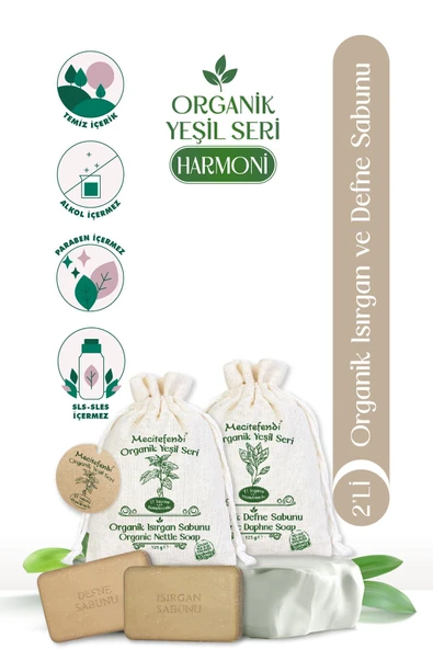 Mecitefendi Organik Yeşil Seri: Harmoni - Isırgan ve Defne Sabunu (Yenileyici ve Ferahlatıcı)+MİST