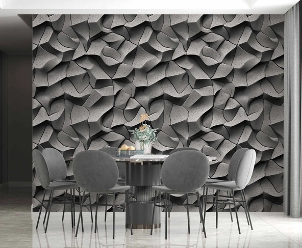 3D Beton Taş Duvar Kağıdı Baskı - Resim 5
