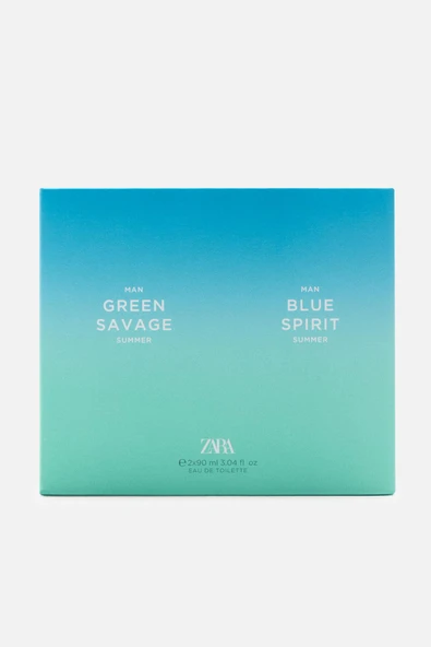 ZARA BLUE SPIRIT SUMMER + GREEN SAVAGE SUMMER EDT 2 X 90 ML - 4