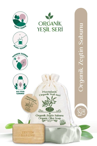 Mecitefendi Organik Yeşil Seri: Doğal Zeytin Sabunu (Cildinizi Besler ve Yumuşatır) 125 gr + MİST