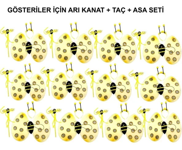 Nessiworld Okul Gösterileri için 12'li Arı Kanadı Seti - Etkinlik Kanatları