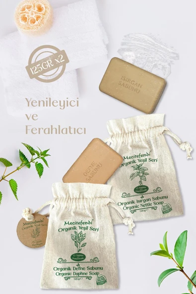 Mecitefendi Organik Yeşil Seri: Harmoni - Isırgan ve Defne Sabunu (Yenileyici ve Ferahlatıcı ) 125 g - 3