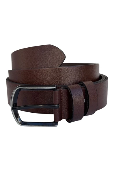 Battal Boy Hakiki Deri 4 cm. Tokalı Düz Model Spor Erkek Kemer Kahverengi - Resim 3
