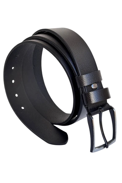 Battal Boy Hakiki Deri 4 cm. Tokalı Düz Model Spor Erkek Kemer Siyah - Resim 5