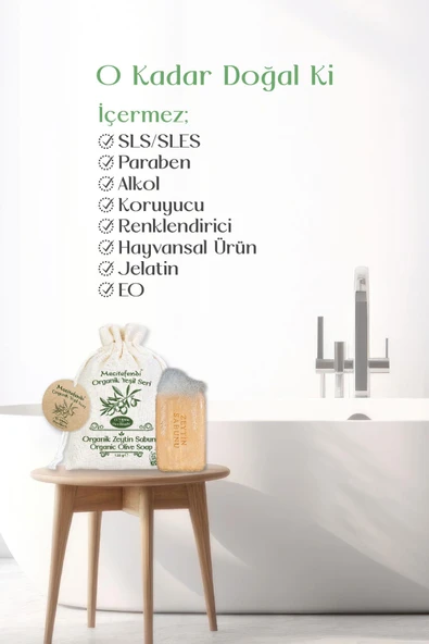 Mecitefendi Organik Yeşil Seri: Doğal Zeytin Sabunu (Cildinizi Besler ve Yumuşatır) 125 gr - 2