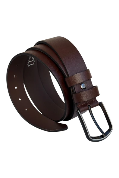 Battal Boy Hakiki Deri 4 cm. Tokalı Düz Model Spor Erkek Kemer Kahverengi - Resim 5