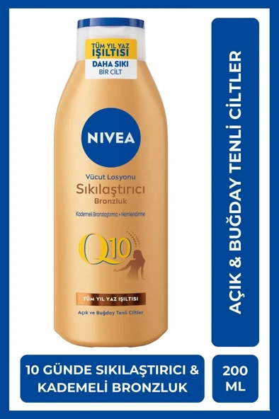NIVEA Q10 Sıkılaştırıcı Ve Bronzlaştırıcı Vücut Losyonu 200ml, Kademeli Bronzluk, 10 Günde Sıkılaştırıcı ürün görseli